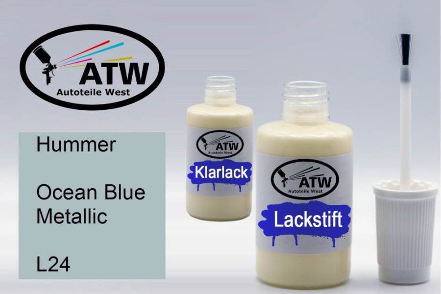 Hummer, Ocean Blue Metallic, L24: 20ml Lackstift + 20ml Klarlack - Set, von ATW Autoteile West.